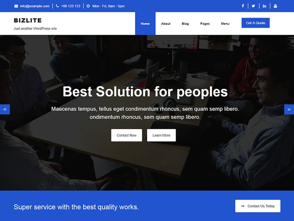 bizlite free wordpress theme