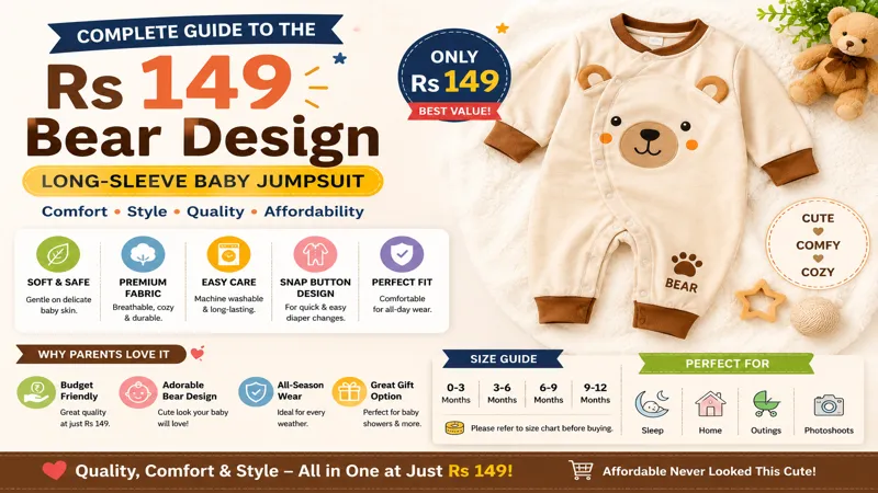 Rs 149 Bear Design Long-Sleeve Baby Jumpsuit