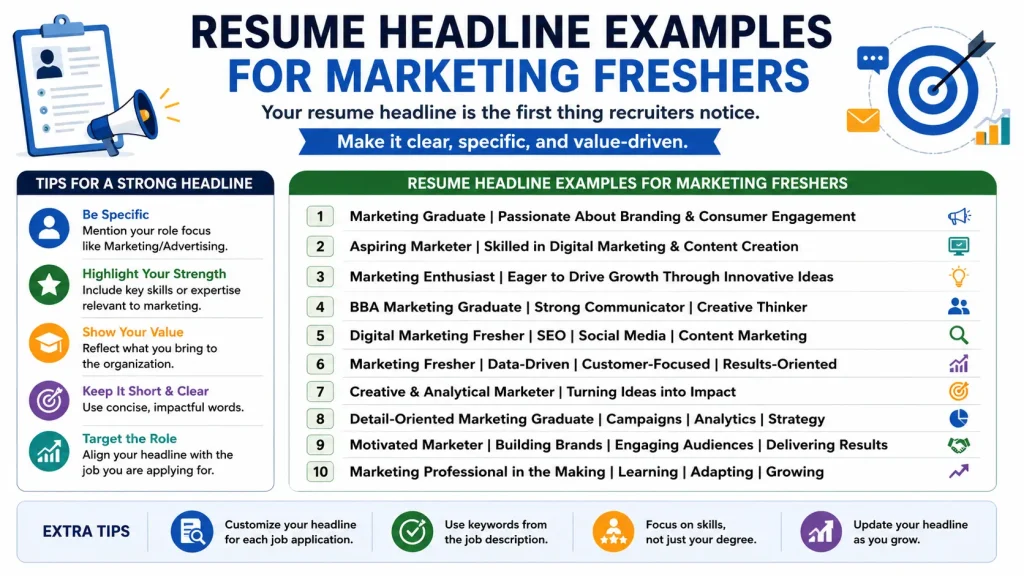 Resume Headline Examples for Marketing Freshers