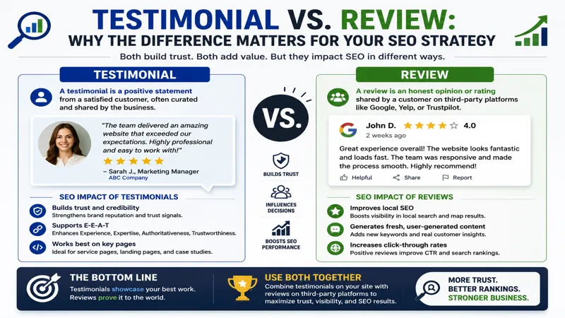 Testimonial vs Review SEO Strategy