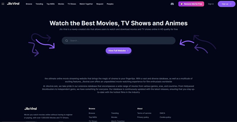 Jilo Viral streaming platform dashboard displaying browse, trending, and movies sections March 2026