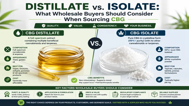 CBG Distillate vs Isolate for Wholesale Buyers